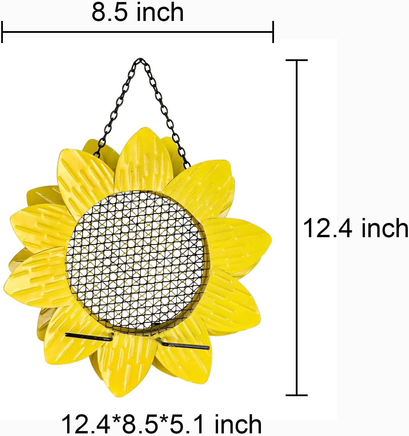 Liffy Sunflower Metal Cardinal Bird Feeder - Hanging for Outdoor Garden, Window 12inch